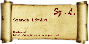 Szende Lóránt névjegykártya